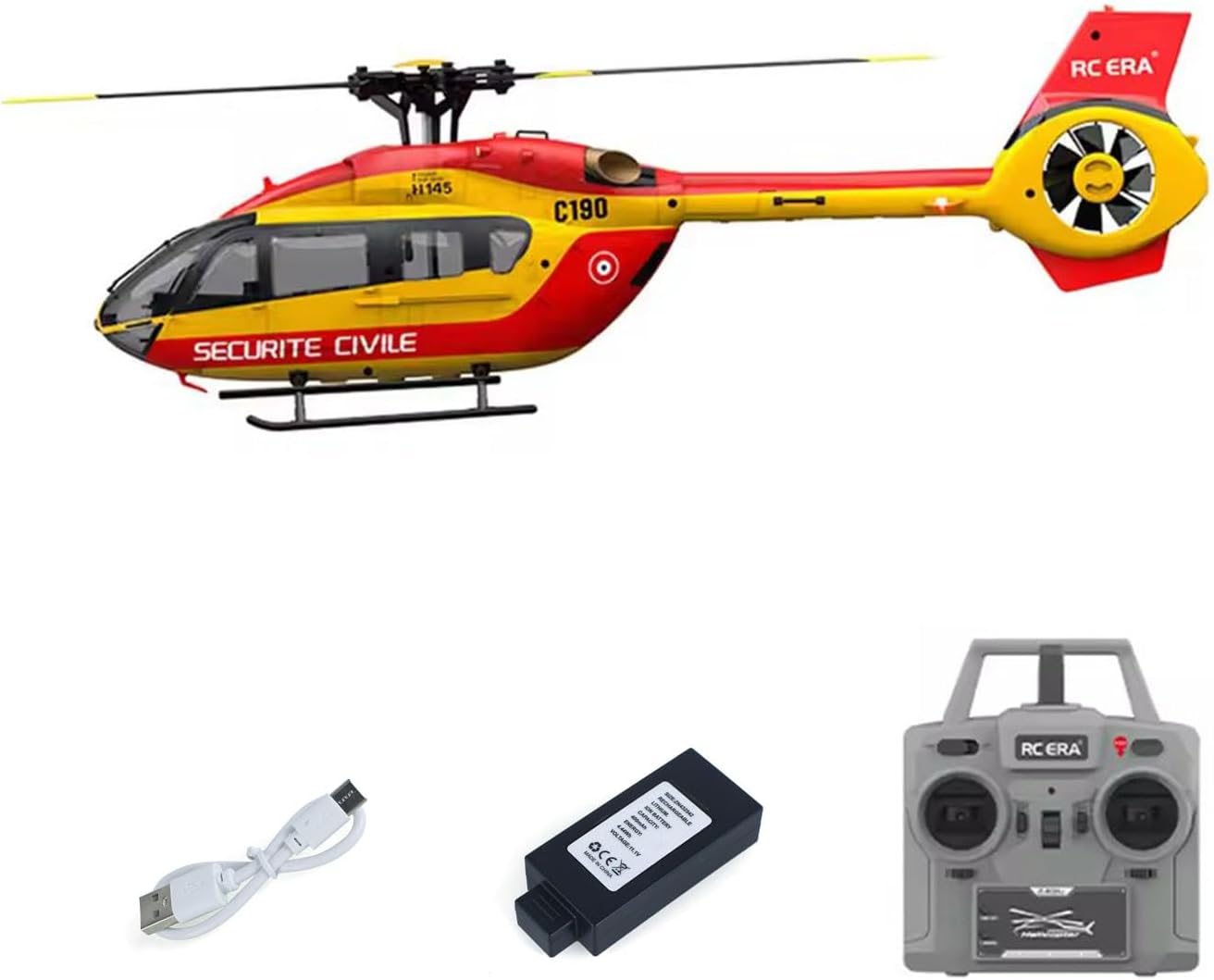 TOUCAN RC HOBBY 1/30 RC ERA 6CH Radio Controlled Helicopter C190 Dual Brushless Motors RTF Model Aircraft H145 Aileronless Ducted Tail Rotor for Adult