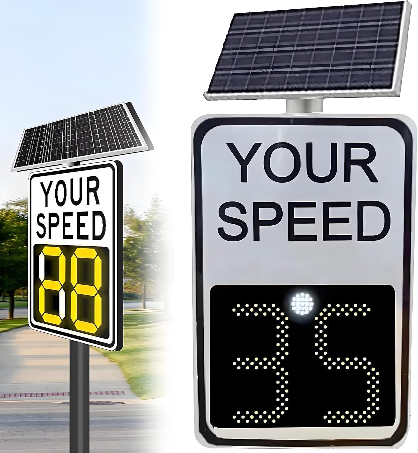 Solar Powered LED Speed Limit Sign, Radar Traffic Feedback Display, Digital Speed Limit Board for Night Use, Bright Flashing Warning Sign for Enhanced Road Safety
