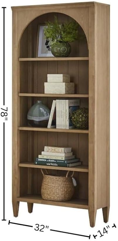 Starlight Wood Open Bookcase, Fully Assembled, 3 Adjustable Shelves, 1 Fixed Shelf, Wire Brushed Light Oak Finish, Brown Wood