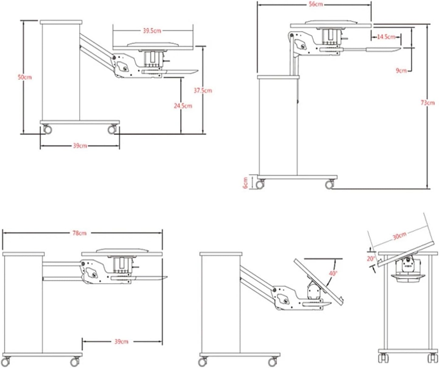 Multifunctional mobile laptop table arm rotating lift sofa bedside laptop stand lazy computer table
