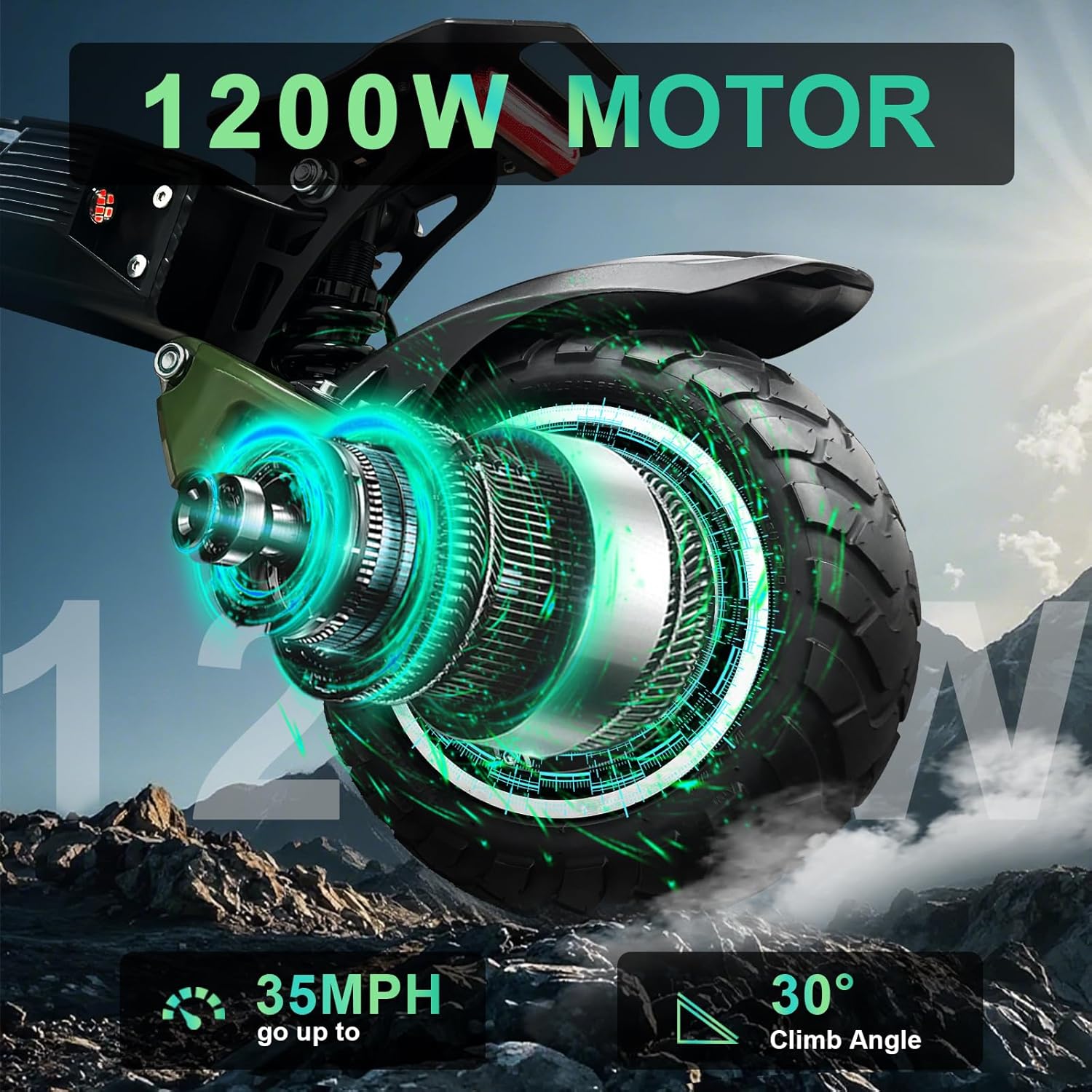 ZU06 1200W Adults Electric Scooter Up to 35 MPH, 52v20ah Battery 50 Miles Long Range, Dual Suspension and Hydraulic Disc Brakes, 10