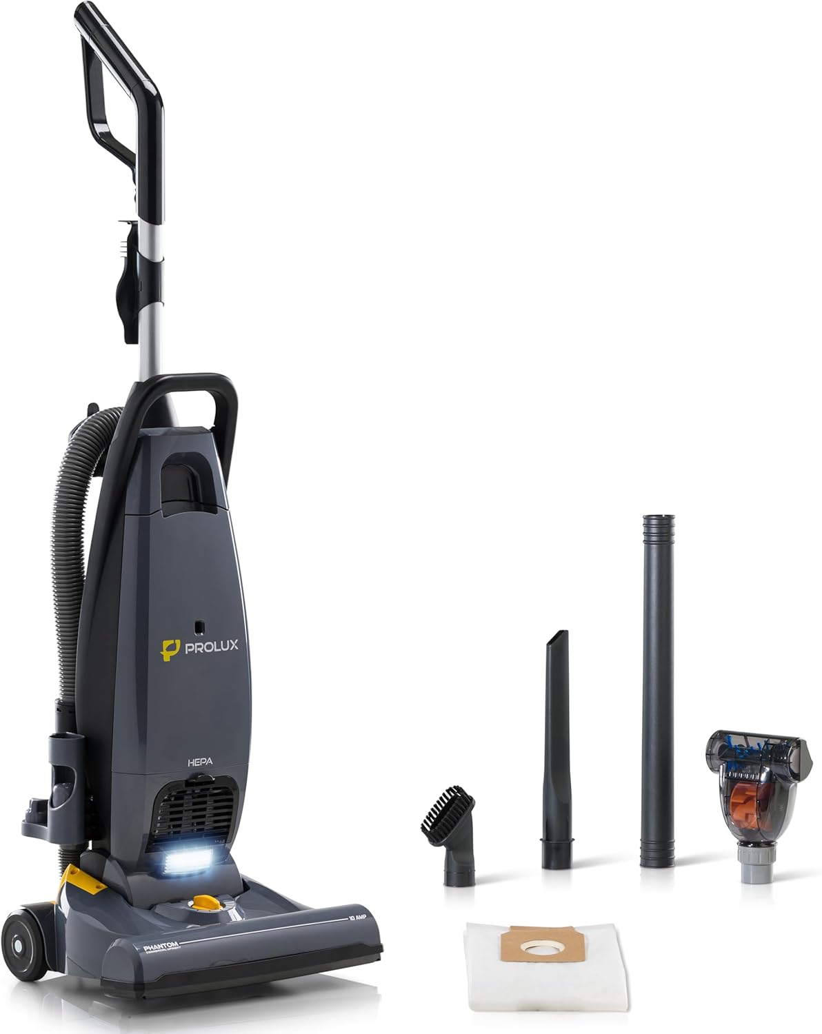 Prolux Phantom Pro Commercial Upright Vacuum Cleaner – HEPA Filtration, Bagged, High-Suction, Deep Cleaning, Lightweight with Onboard Tools only 12lbs Ideal for Business, Professional & Industrial Use
