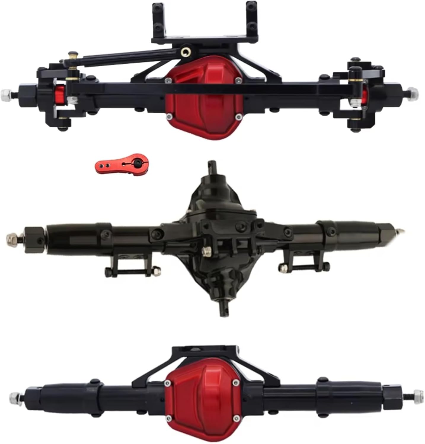 Rc Front Rear Axle for Axial for SCX10 D90 1/10 RC for Rock Crawler Car Upgrade Parts Metal Front Middle Rear Axle with Servo Base(Black,1Set)