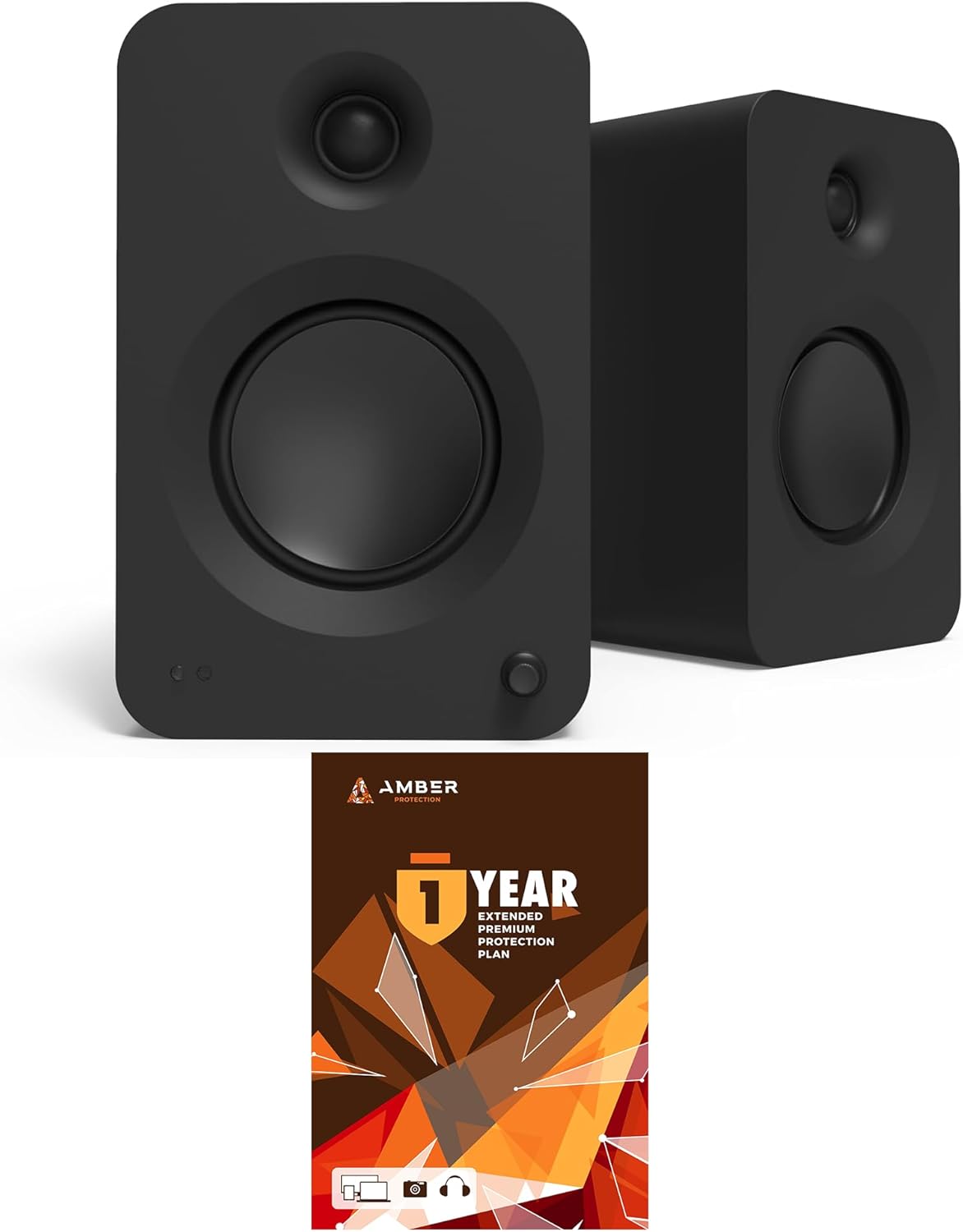 Kanto REN MB Bluetooth Powered Bookshelf Speakers - Matte Black Pair with 1 Year Amber Protection Extension Plan (2024)