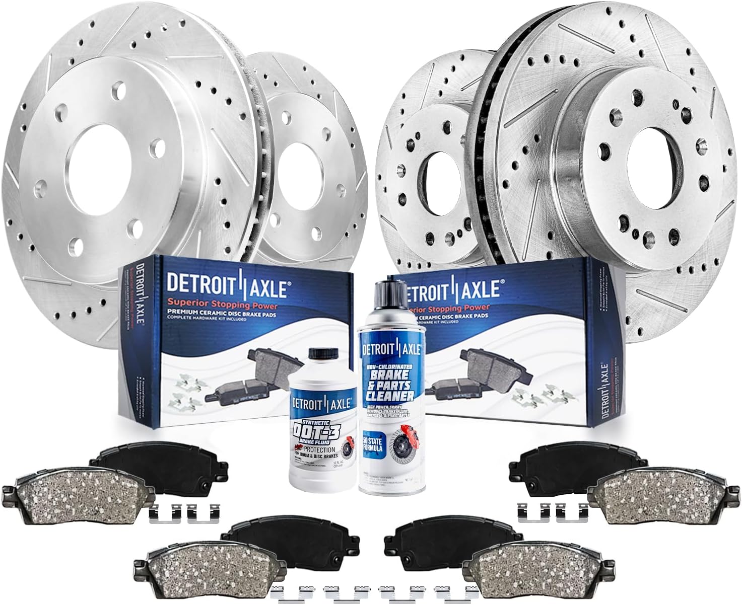 Detroit Axle - Brake Kit for GMC Chevy Silverado Sierra Suburban 1500 Yukon Escalade Tahoe Drilled Slotted Brakes Rotors Ceramic Brake Pads Replacement : 12.99