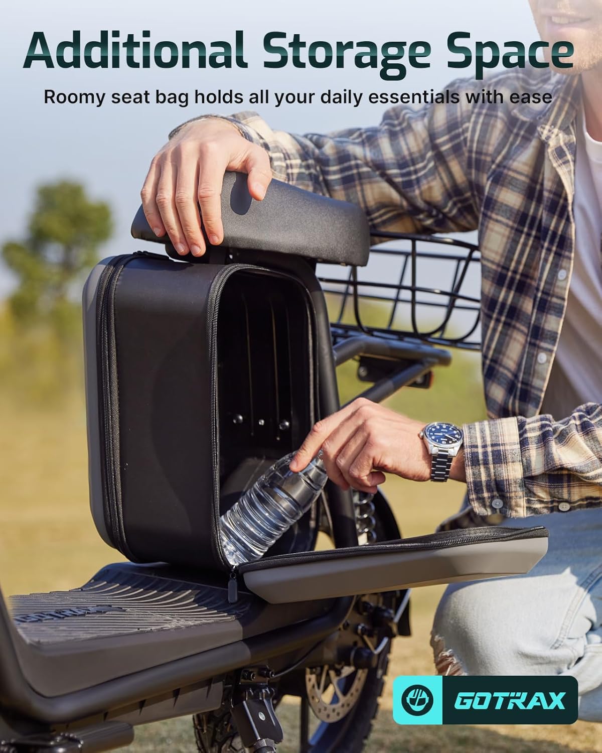 Gotrax Adult Electric Scooter with Seat, Max 19-25miles Range, 15.5-20mph Power by 350W-500W Motor, All-Terrain Tire & Wider Deck & Soft Cushioning Seat with Carry Basket