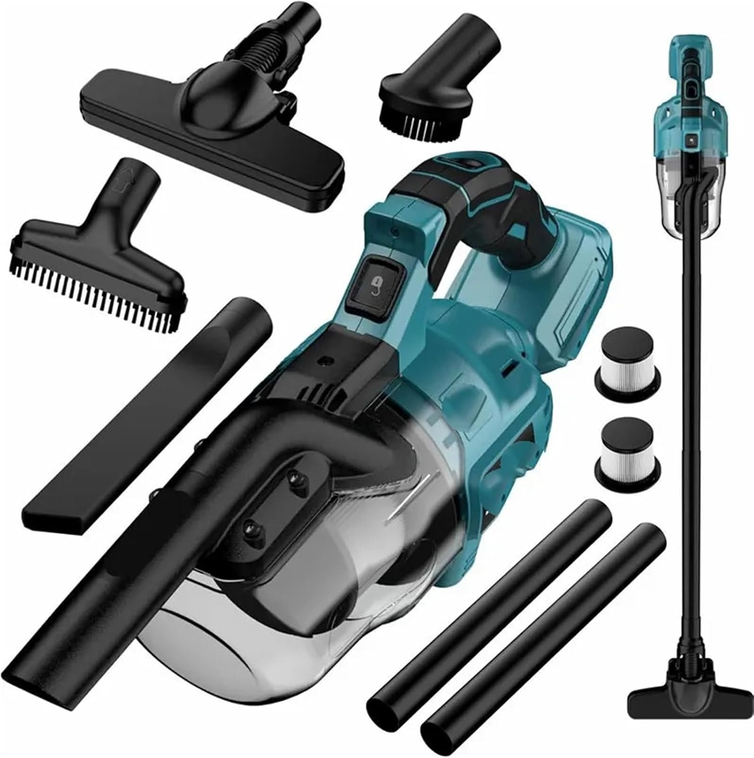 PRVYBDVH Handheld Cordless Vacuum with 6pcs Tubes 2pcs Filter Electric Power Vacuum Cleaner for Makita 18V Battery (No Battery)