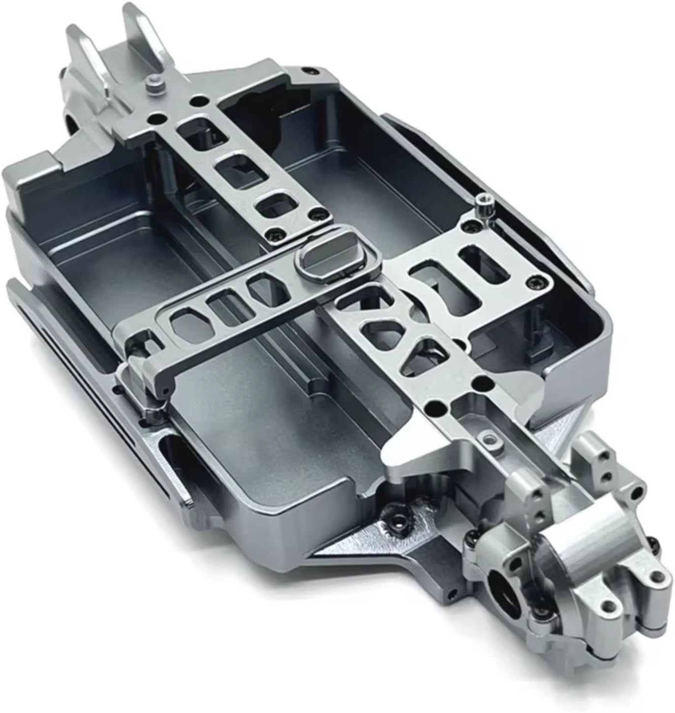 RC Models Parts For MJX 16207 16208 16209 16210 H16 M162 1/16 RC Car Parts Metal Upgraded Chassis Front And Rear Waveboxes(Dark Grey)