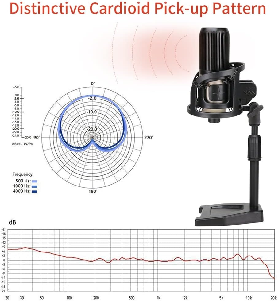 Metal Condenser Microphone Game Recording USB Microphone Computer Laptop Studio Vocal Singing Microphone with Stand