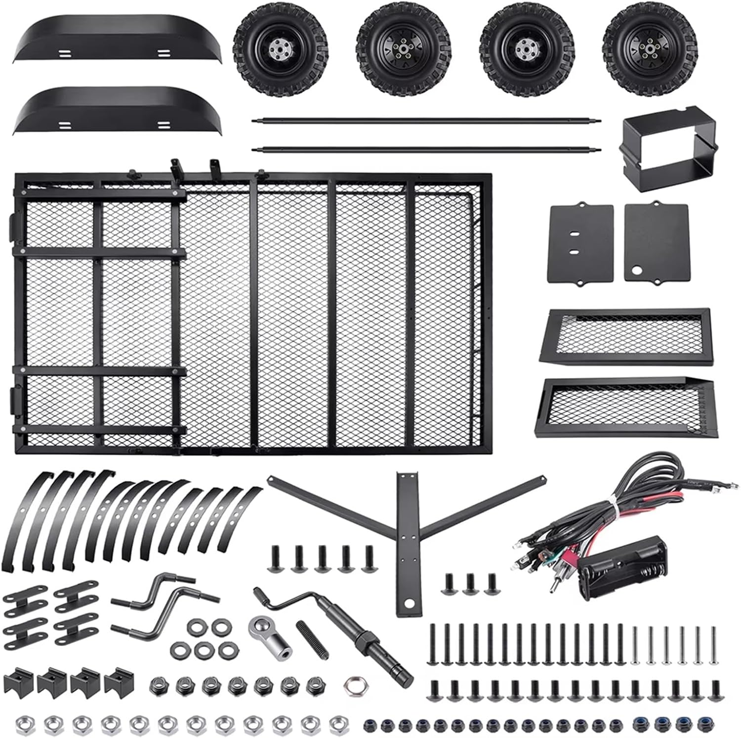 RC Cars Crawler Parts Compatible with Trailer 1/10 1/5 1/8 RC Car Crawler DIY Upgrade Parts Accessories 1Set Metal Large Trailer with Tire