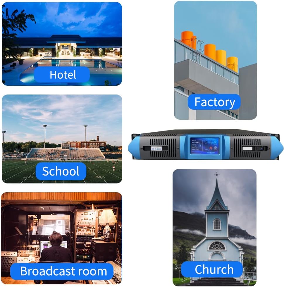 FM Transmitter 300W+1-Bay Antenna+30M Cable, Professional Long Range Touch Screen Wireless Stereo FM Radio Broadcast Transmitter Kit for Church Radio Station Equipment for Broadcasting