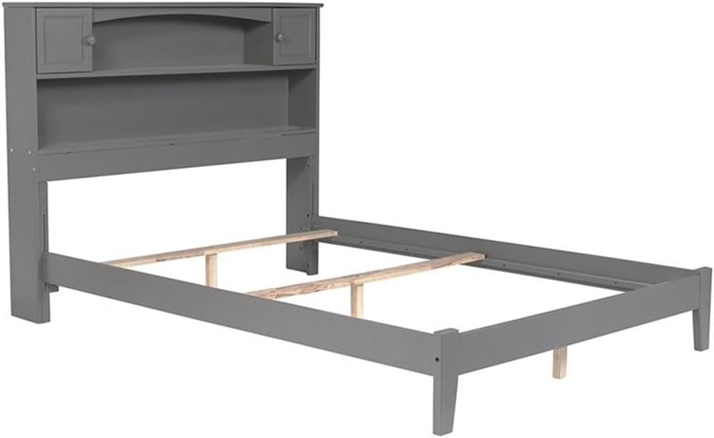 Pemberly Row Traditional Styled Wooden Full Bookcase Bed in Gray