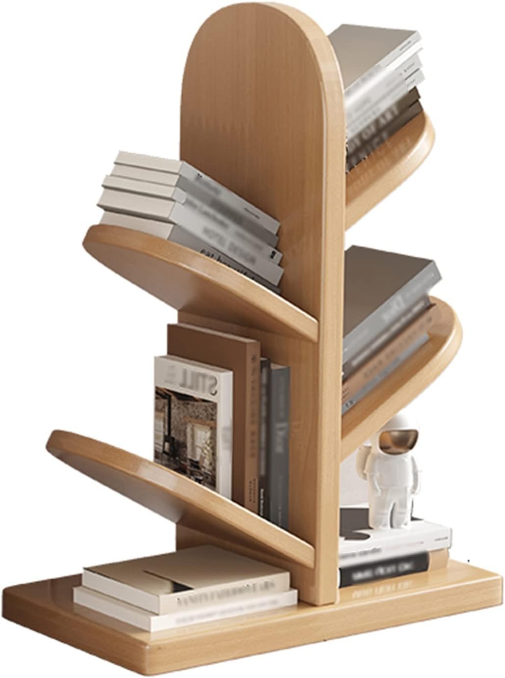 PAKMEZ Tree Shelf, Tree Shape Standing Shelf Bookcase Standing Shelving Unit Modern Design CD DVD Shelf for Bedroom Living Room Home Office Children's Room (Color : Holz, Size : 9 Floors)