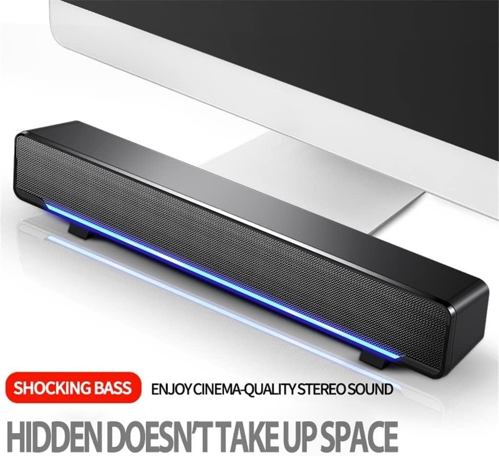 Computer Speakers, Dynamic Computer Sound Bar,USB Powered PC Speakers for Desktop Computer Laptop, with LED Lights, Plug and Play
