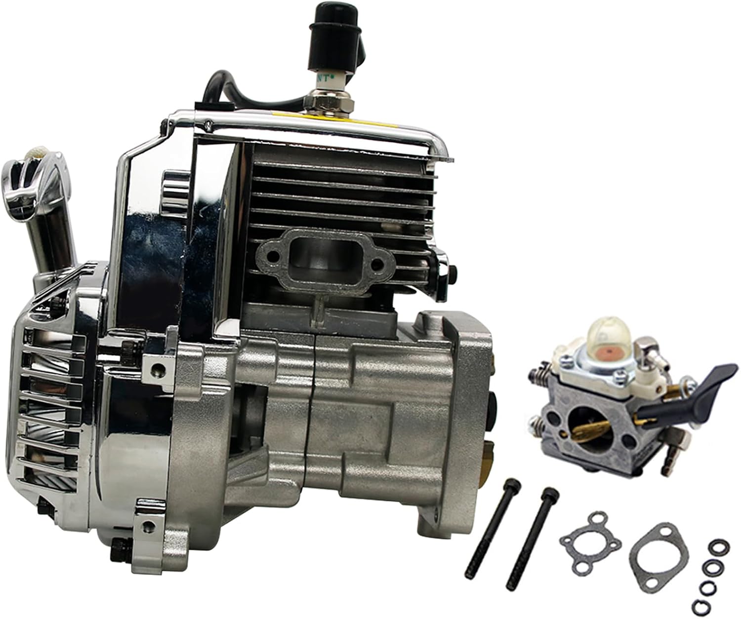 FLMLF Chrome 35CC 2 Stroke 4 Bolt Engine for 1/5 Hpi Rofun Km Rovan Baja Losi 5ive-T DBXL MCD FG GoPed Redcat Rc Car Parts