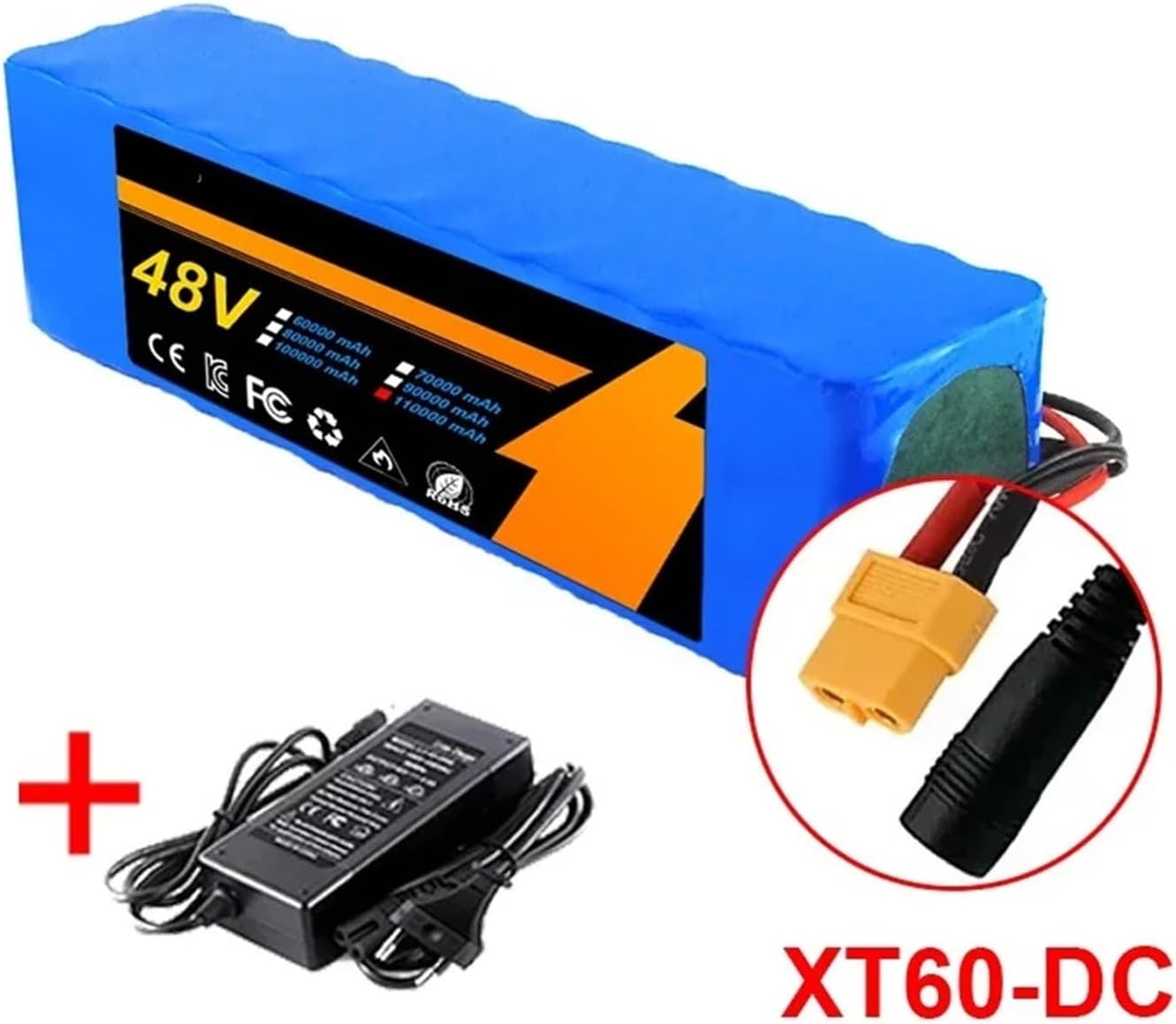 48V 110Ah 20000W 13S3P Lithium-ion Battery Pack, Compatible for Bicycles and Scooters with BMS+Free 54.6V Charger(XT60-DC-Charger)