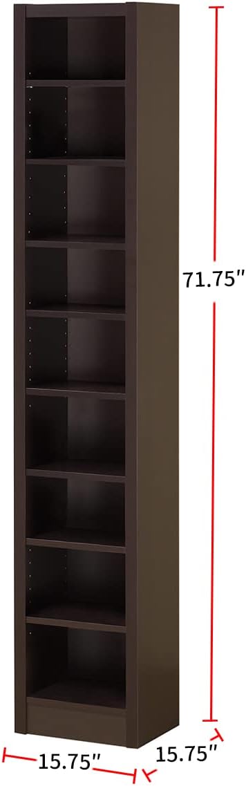 simple relax Rectangular Bookcase with 2 Fixed Shelves, Cappuccino