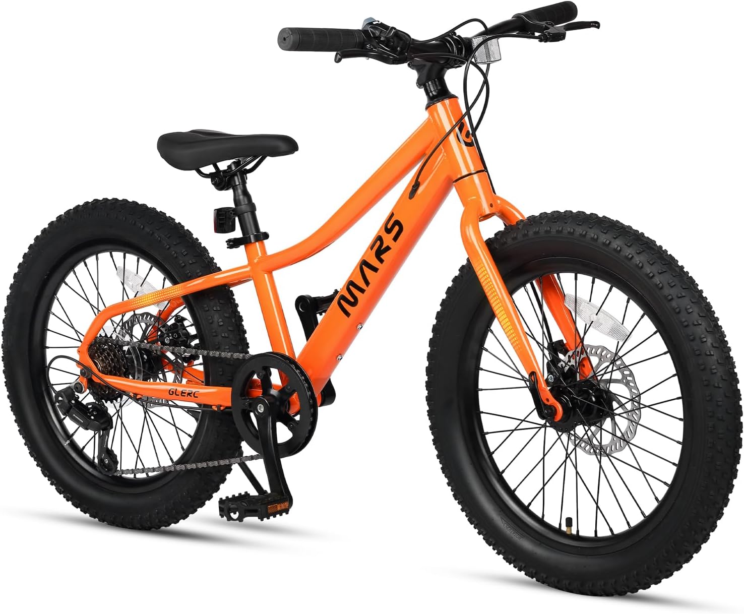 Glerc Kids Bike, 20 Inch Mountain Bike for Teen Ages 6-10 Year Old, Bicycle with 2.8-Inch Wide Tires and 6 Speed Drivetrain, Orange