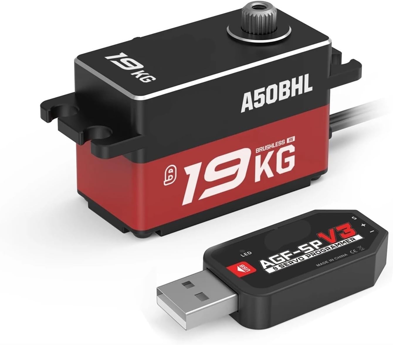 Low Profile A50BHL A50CHM Programmable 19KG 18KG Brushless Coreless Digital RC Servo For 1:10 1:12 RC Boat Airplane Car 1Pcs(A50CHM 18KG Set 1)