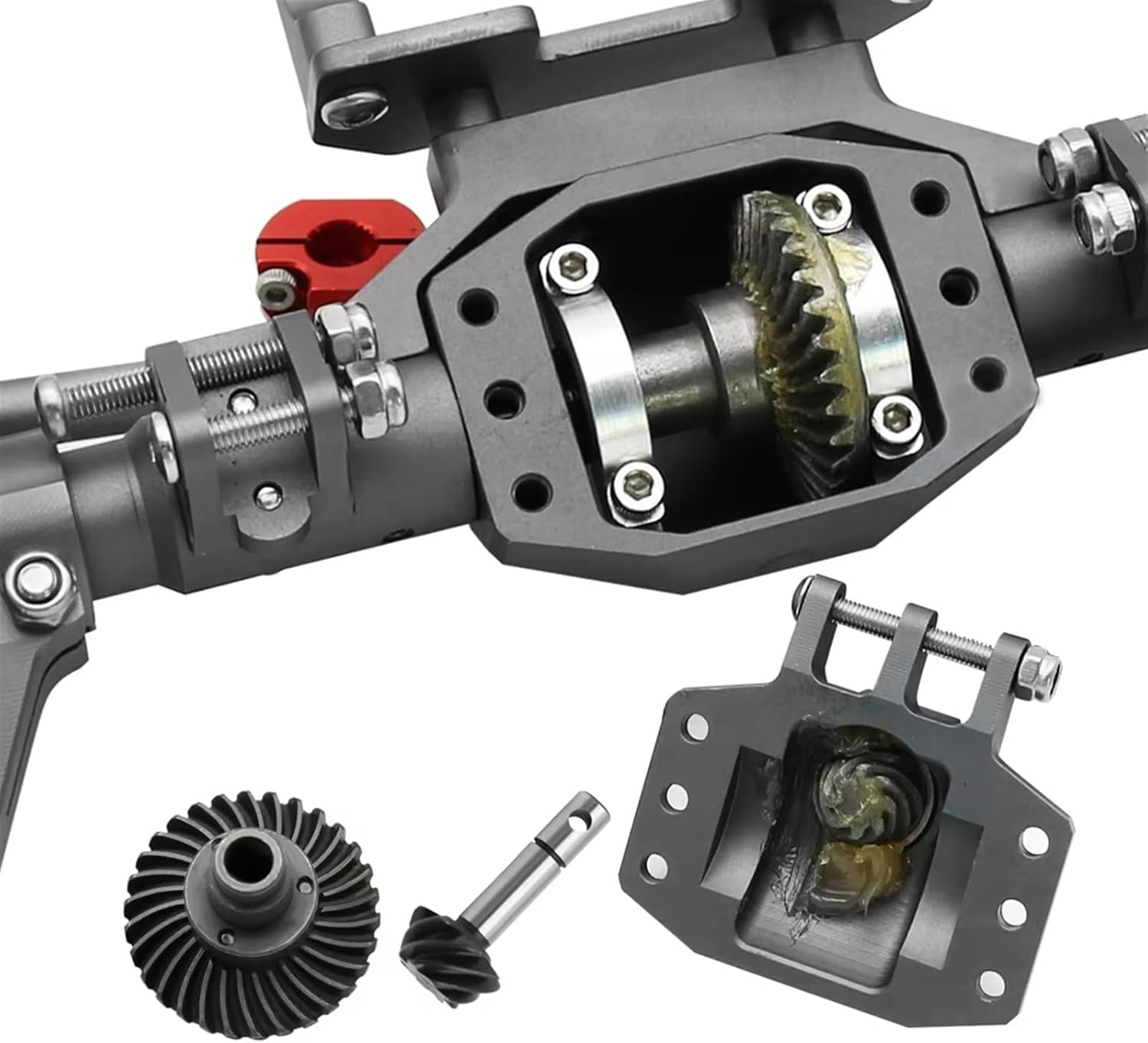 RC Car Parts Compatible with Axial for SCX10 II 90046 90047 for Redcat GEN8 1/10 RC Crawler Car CNC Machined Aluminum Alloy Front and Rear Portal Axle(Front and Rear)