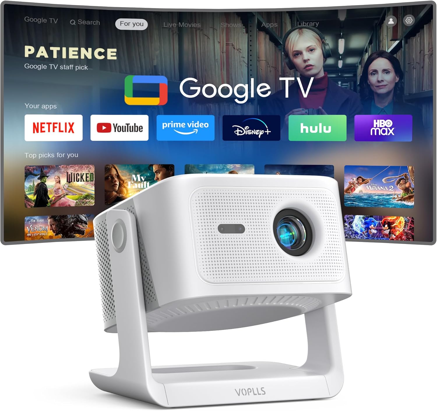 0Official Licensed Google TV 04K Smart Projector with WiFi and Bluetooth