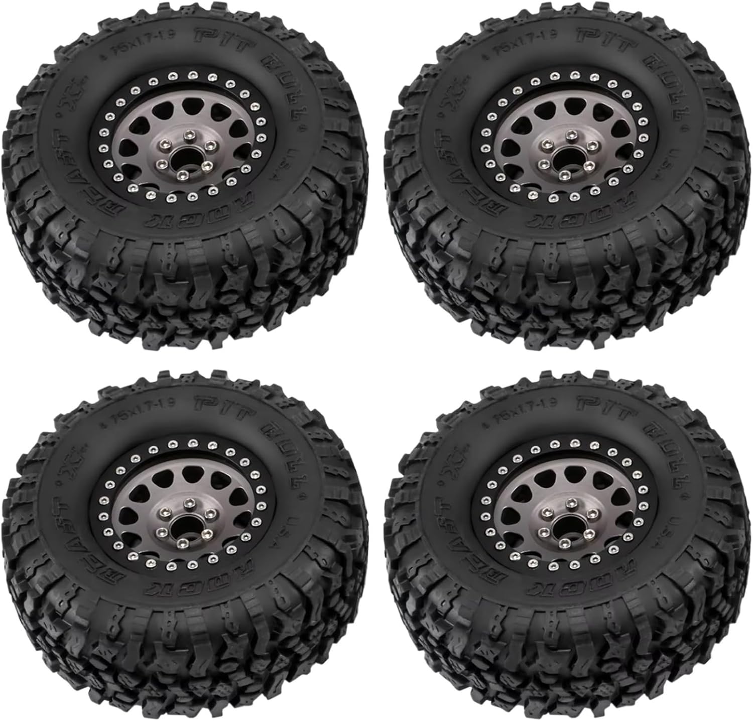 RC Car Parts Compatible with Traxxas for TRX4 for TRX6 for Axial for SCX10 1/10 RC Crawler Car 4PCS Metal 2.2 Beadlock Wheel Rim Tires Set