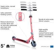 GLOBBER Flow Element Lights 2 Wheel Aluminium Scooter with Luminous Wheels for Kids and Teens (5 Years Old) - Coral Pink