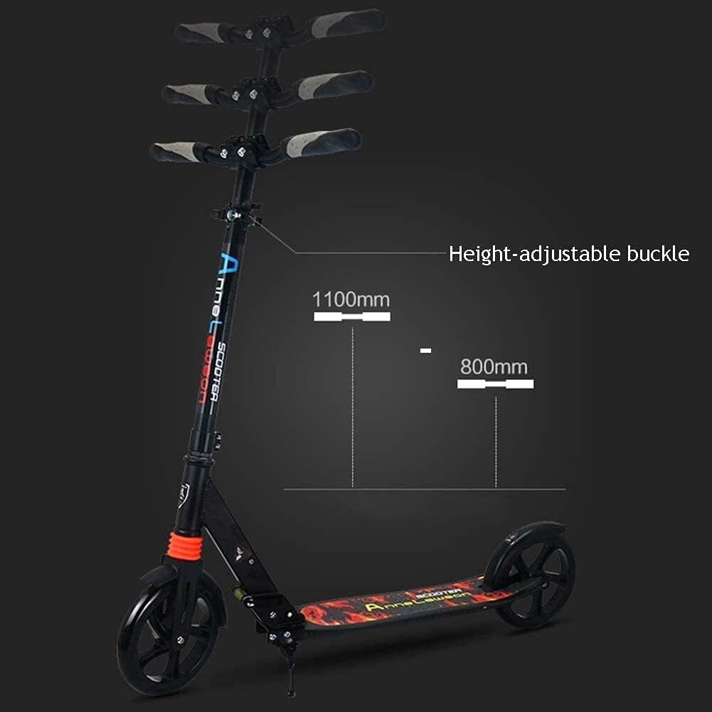 Scooters Kick Scooter for Adults Kids Adult/Teen Kick Scooter with Big Wheels - Foldable Adjustable Portable Lightweight Birthday Gifts for Kids 12 Years Old and Up Support 100kg (Color : Black)
