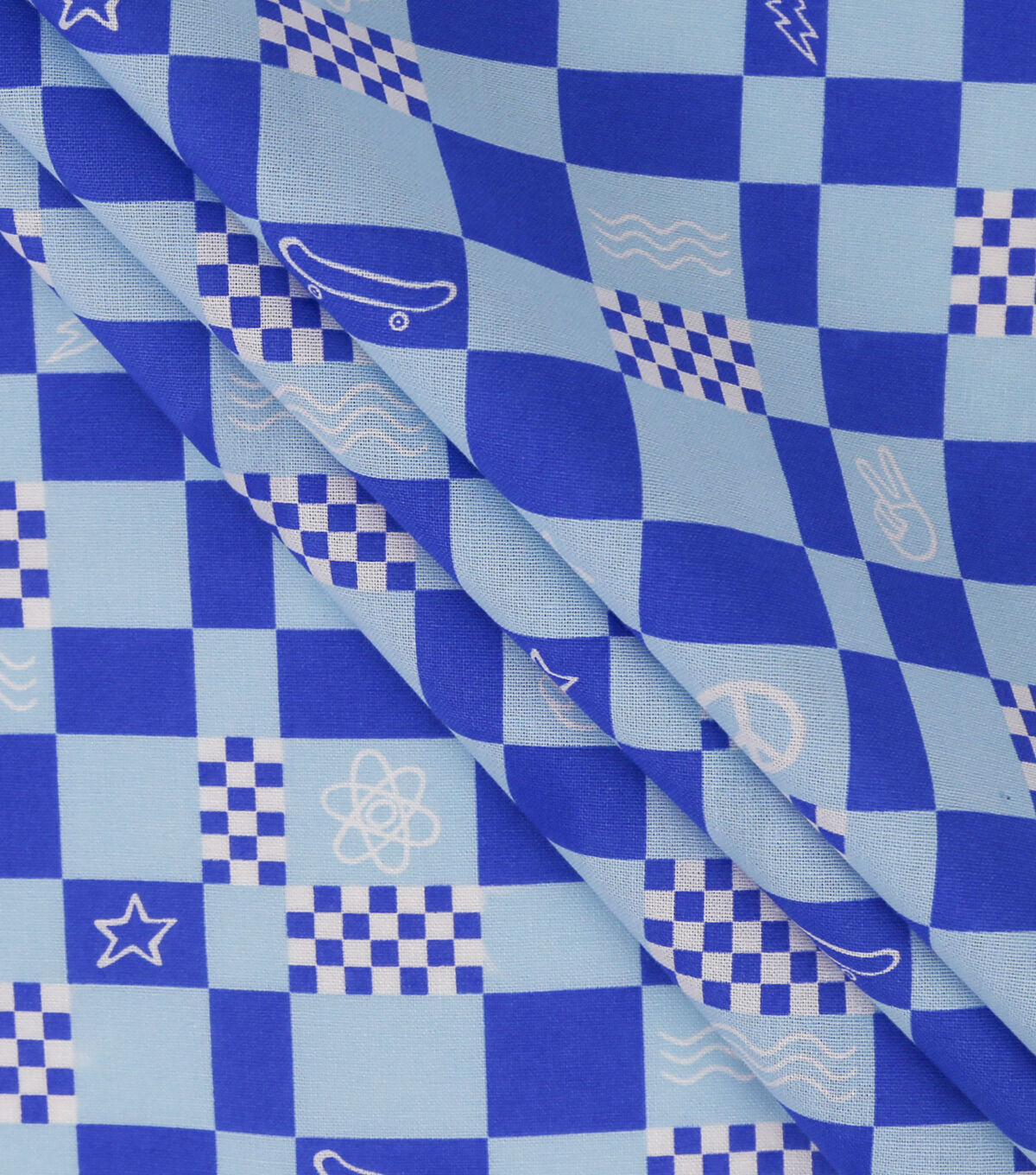 Checkerboard Blue Novelty Cotton Fabric