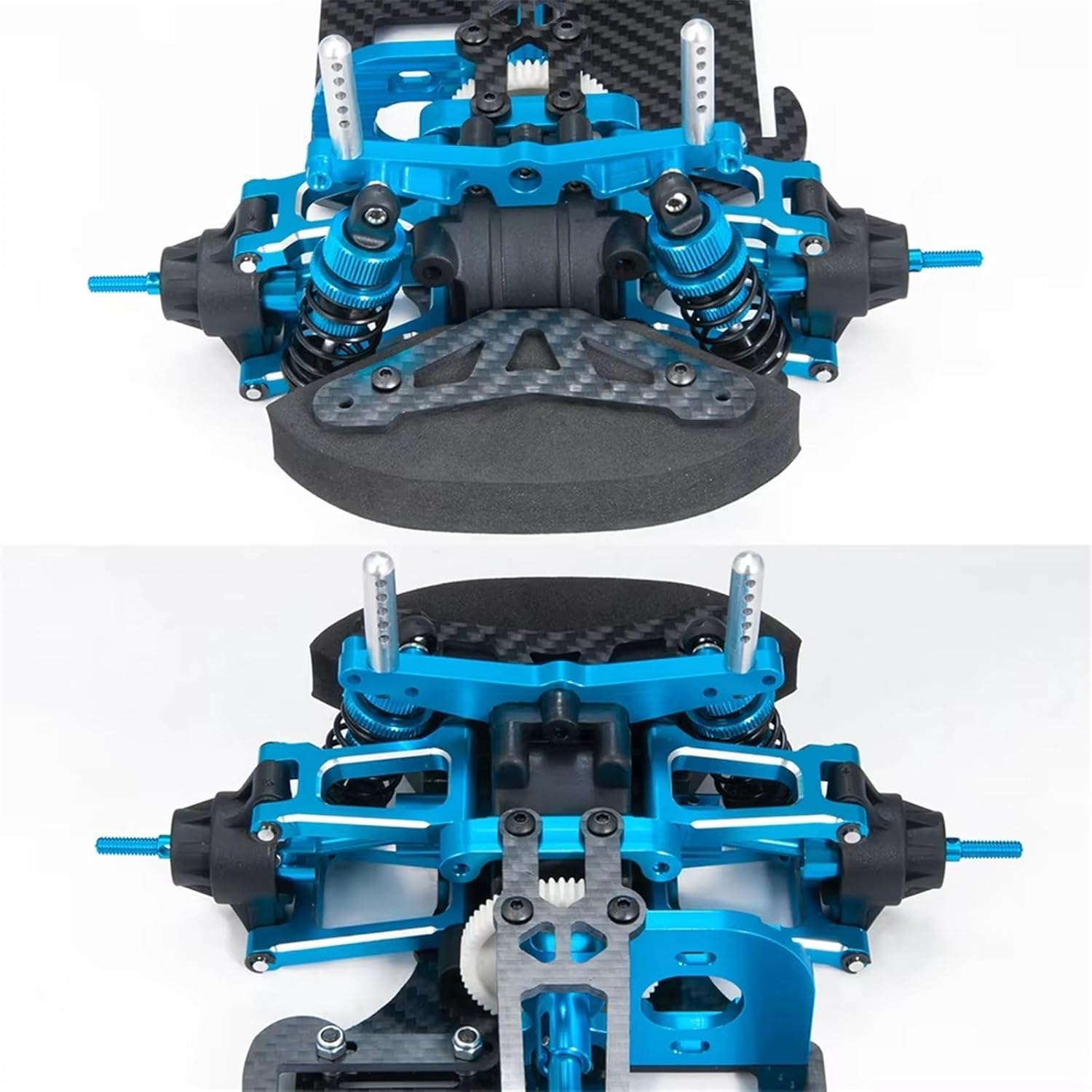 RC Car Accessories Compatible with Tamiya TT01 Metal Frame for Chassis with Shock Absorbers Wheels Belt Drive 1/10 RC Car Parts