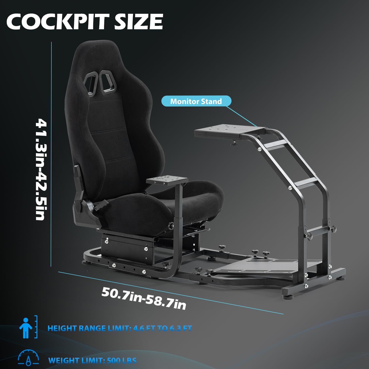 Anman Racing Gaming Simulator Cockpit with Seat Fit for Logitech/Thrustmaster G25 G27 G29 G920 T300RS TX T300rs,Driving Simulator,Racing Wheel Stand Video Game, Not Include Wheel,Shifter & Pedal
