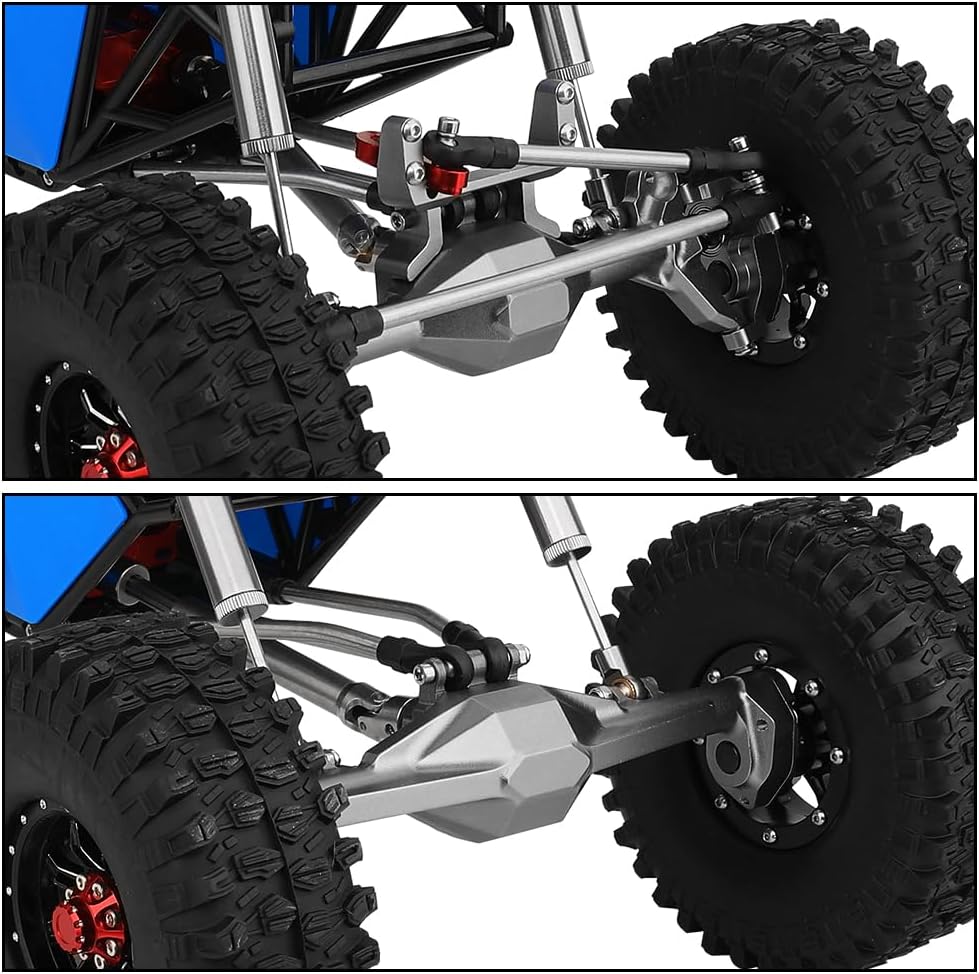 Metal DIY 330mm Wheelbase Rock Buggy Frame Chassis Crawler with VP Element Enduro Portal Axle Nylon Tube Roll Cage for 1/10 RC Crawler Axial SCX10 II Upgrades (Blue)