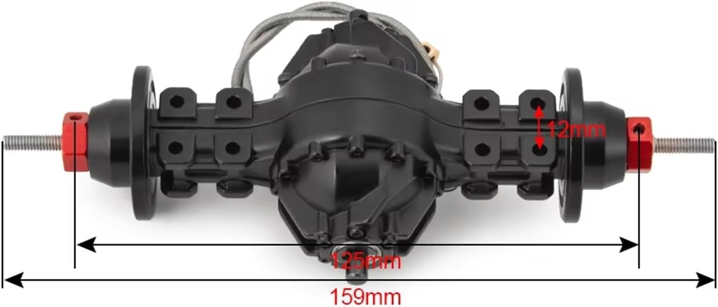 RC Car Parts Compatible with Tamiya 1/14 RC Trailer Tractor Tow Drag Truck Part CNC Metal Front Rear Axle Medium Differential Axle Built-in Gear(Rear and Front)