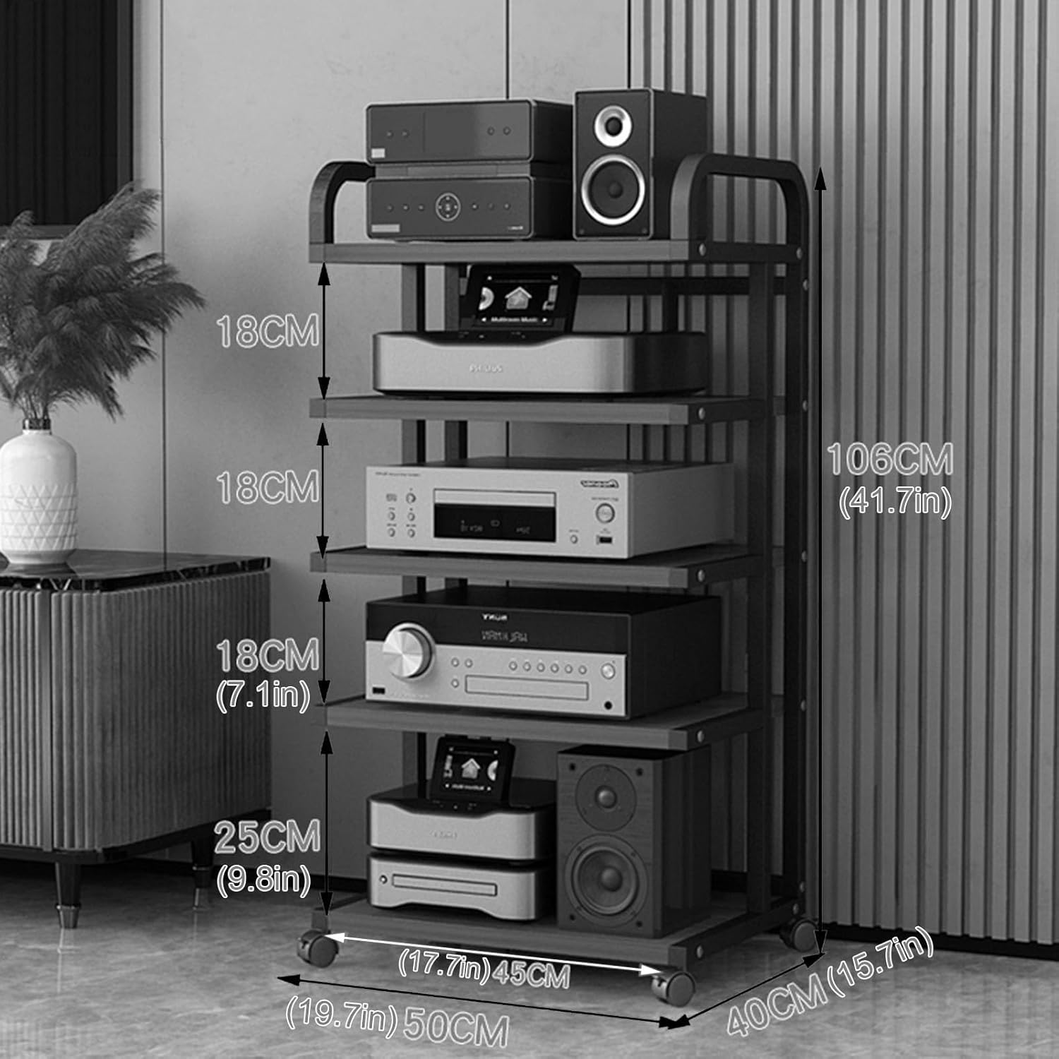 AErosx 4 Colors Media Storage Cabinet Stereo Rack with Caster Wheels