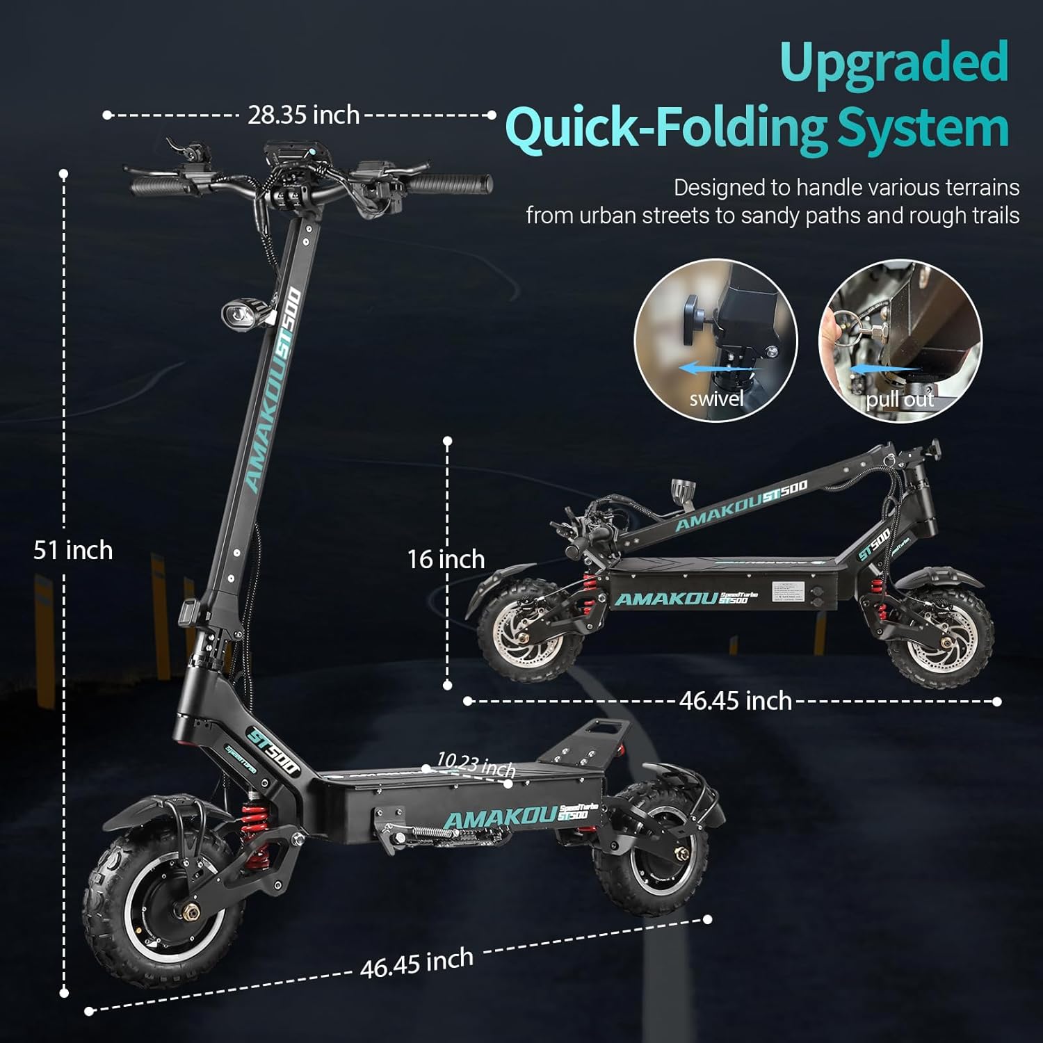 Electric Scooter for Adults, 38.3A Lithium Battery,Range 100-120km, 72V 10,000W Dual Power Motor,11 Inch Road Tire Adult Foldable Electric Scooter
