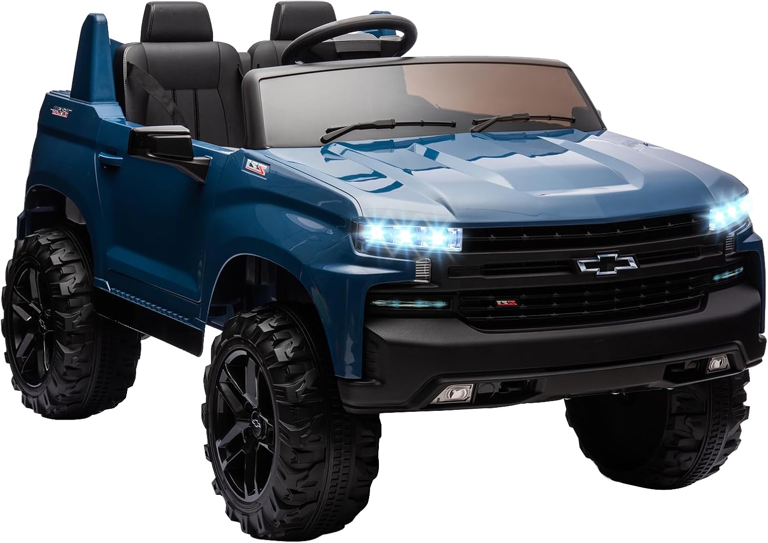 Licensed Chevrolet Silverado 2 Seater Ride-on Truck, 24V Electric Vehicle with Parent Remote Control for Toddlers & Kids, Blue
