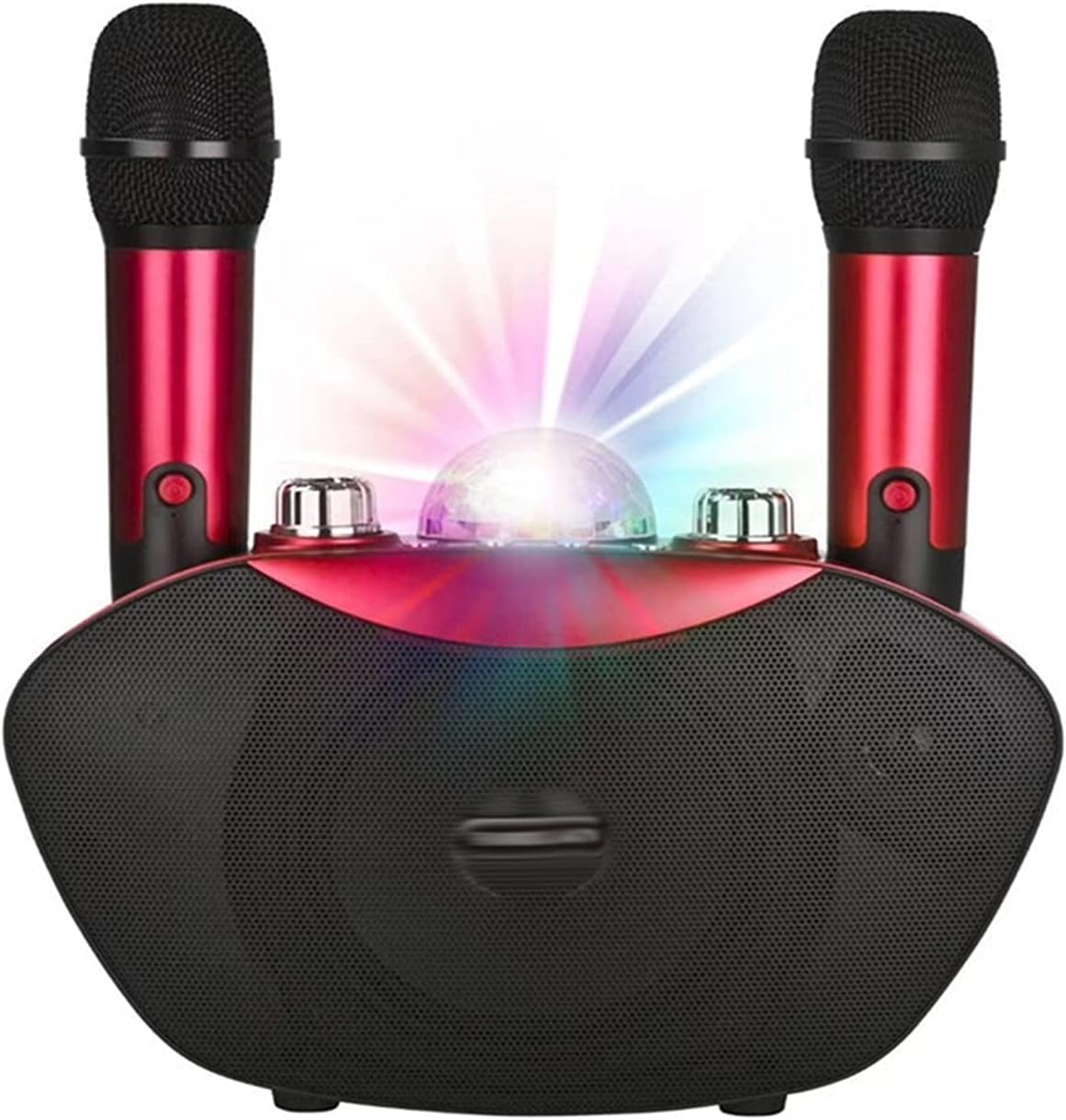 Microphone Speaker Outdoor Family Stereo MIC with LED Flash Neon Light Playing Music KTV(White-Dinosaur Doodle4)