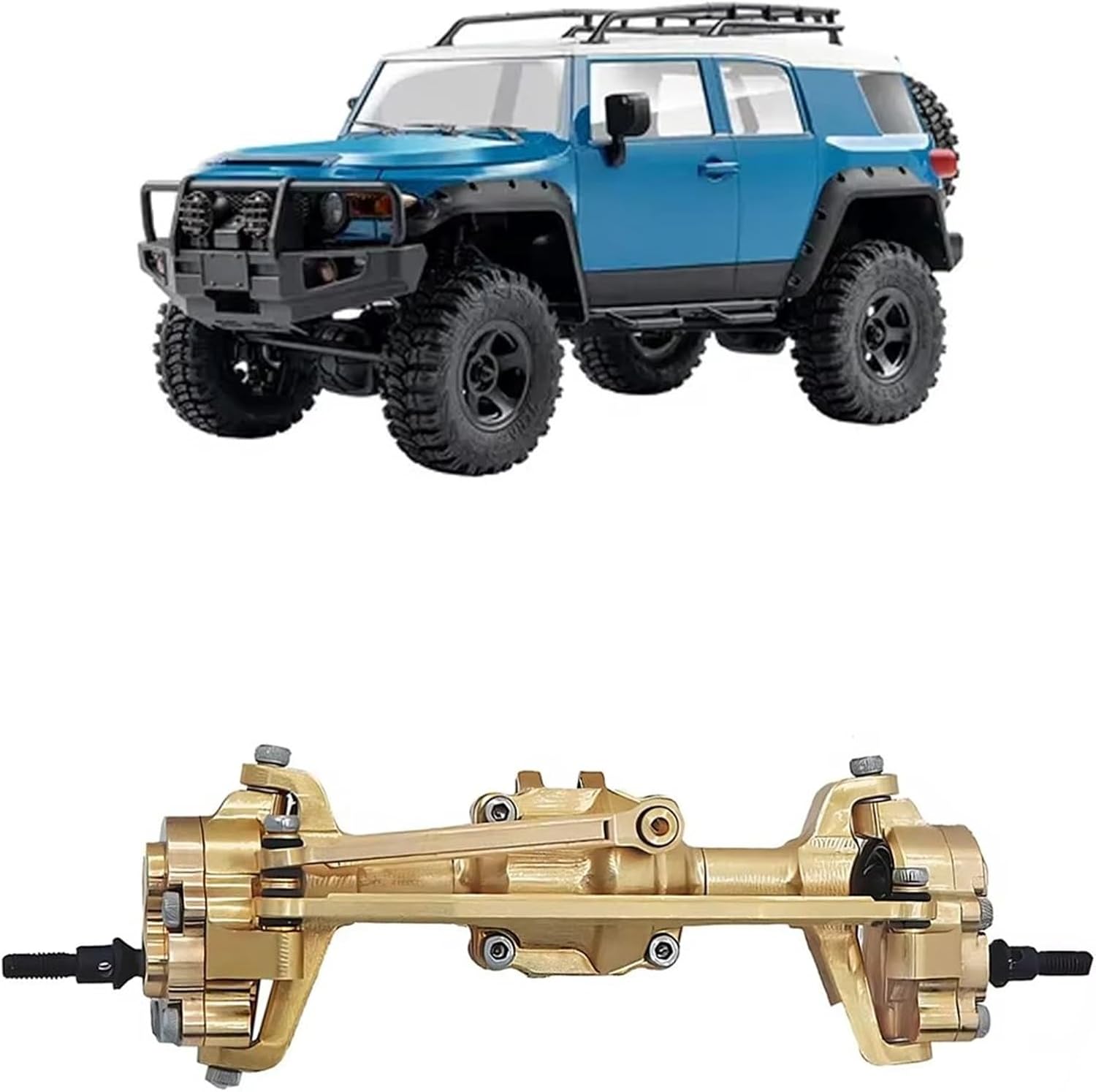 Compatible with FMS for FCX18 for FCX24 1/24 1/18 RC Car Upgrade Part Replacement Accessories Brass CNC Front Rear Axle RC Car Parts(1 Set)