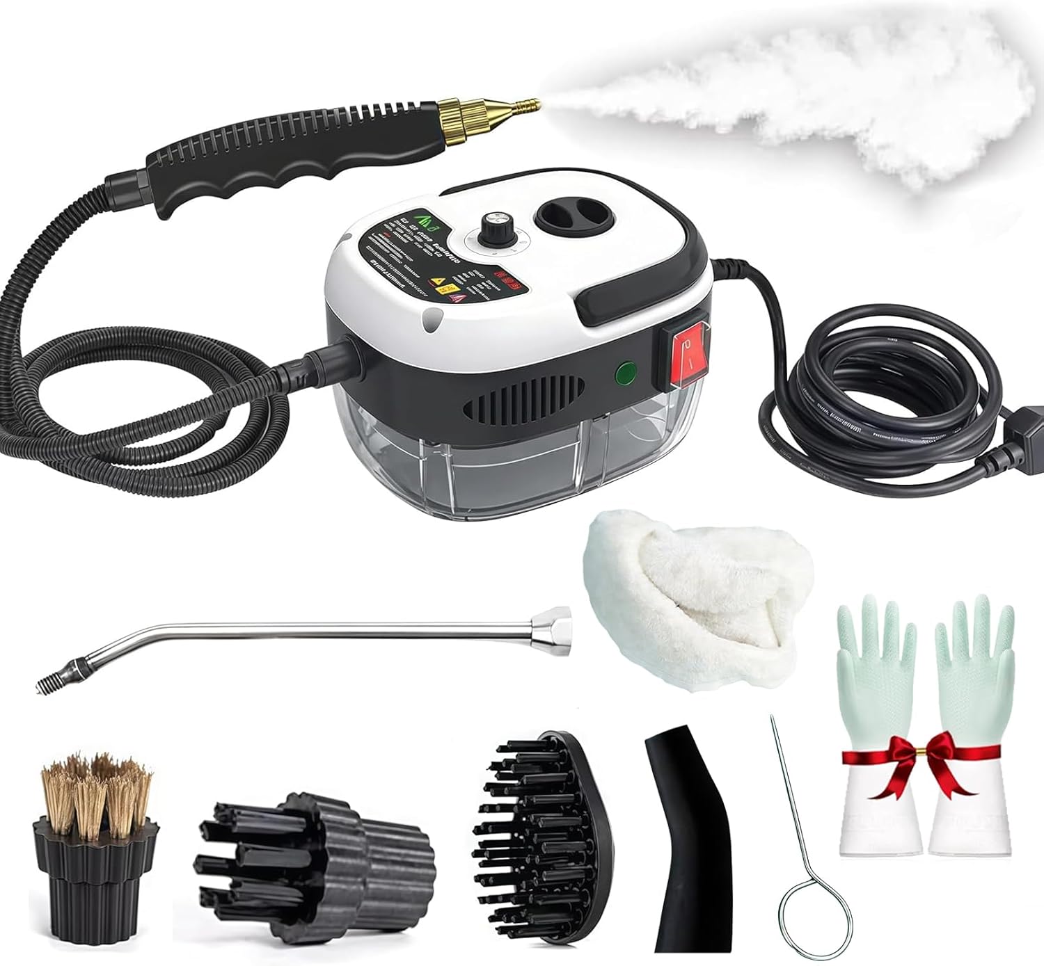 Limpiador a Vapor, Presurizado De Alta Temperatura Portátil De 2500 W, Hand Held Steam Cleaner, 6-Level Adjustable High Pressure Steam Cleaner, 15s Heat-Up, For Range Hoods, Stoves (White)