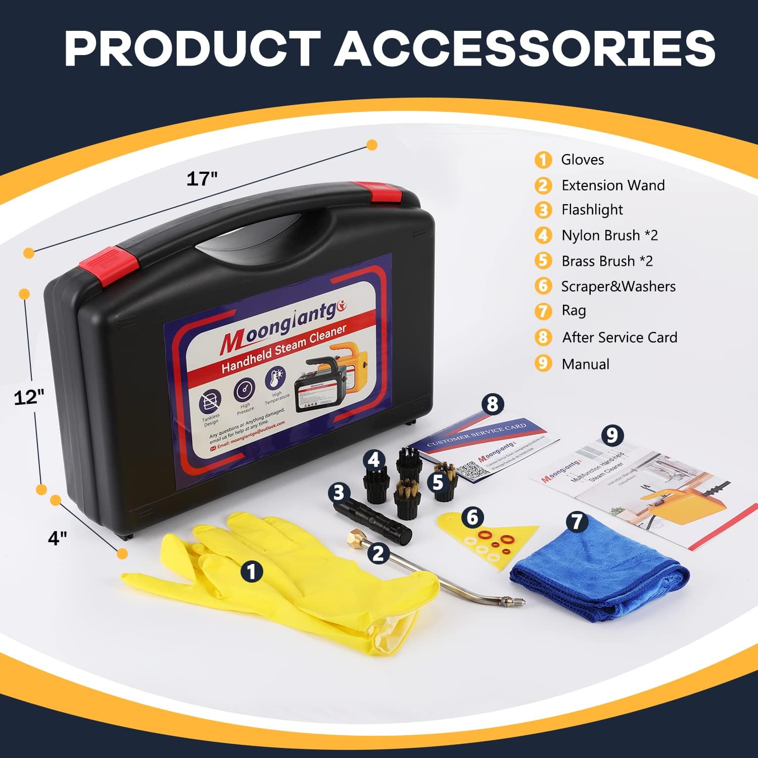 Moongiantgo High Pressure Steam Cleaner with A Set of Replacement Brushes