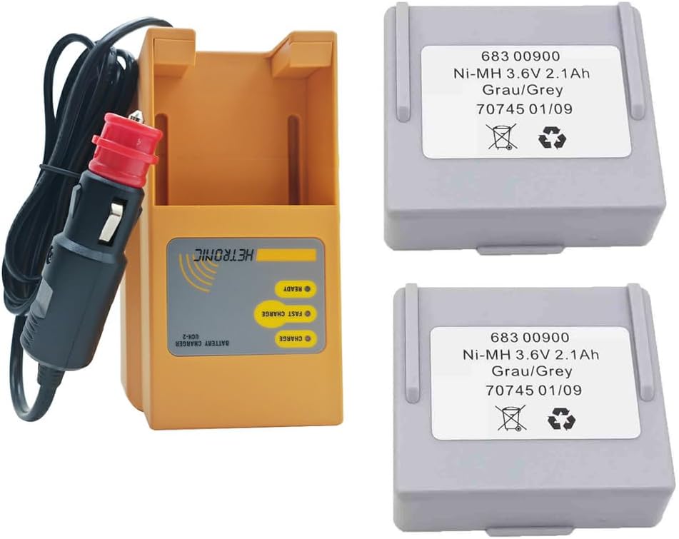 2X 68300900 Battery for HETRONIC Remote + 1 x Hetronic UCH-2 Battery Charger (24V)