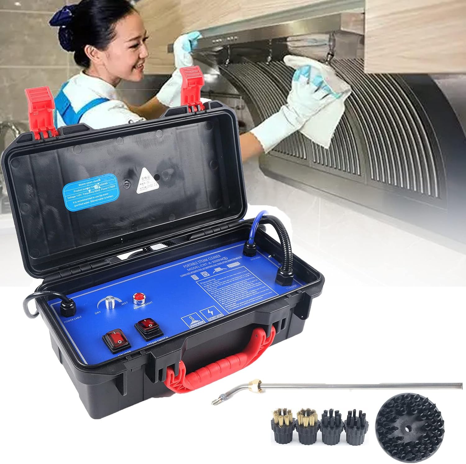 wzfdm Steam Cleaner Handheld Pressurized Steam Cleaner Steamer Floor Carpet Steam Cleaning System 1700W 5 Bar with High Pressure Nozzle for Home Car Auto Patio Use,110v#1700w