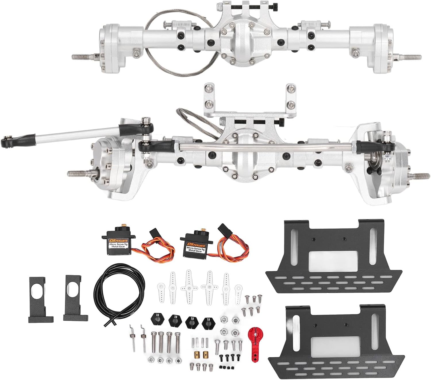 Front Rear Portal Axle, High Performance Metal Rear Portal Axles with Pedal Servo for Axial SCX10 I II III AXI03007 YK4082