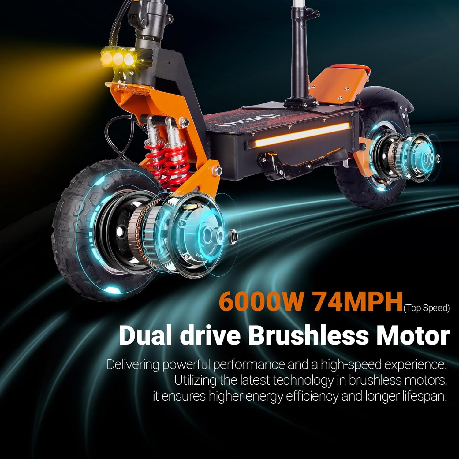 Electric Scooter Adult X5-60V 6000W Dual Motor, Top Speed 52 MPH Distance Traveled 70 Miles, 11