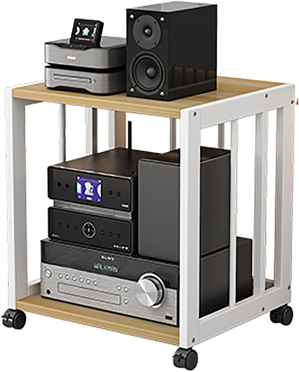 JYHHCYS Audio Video Tower Media Stand - 2/3/4/5 Shelf Stereo Rack Component Unit - Open-Ended Electronics Equipment Shelf for Home Office Living Room(2 Tier- H 49CM/19.3in)