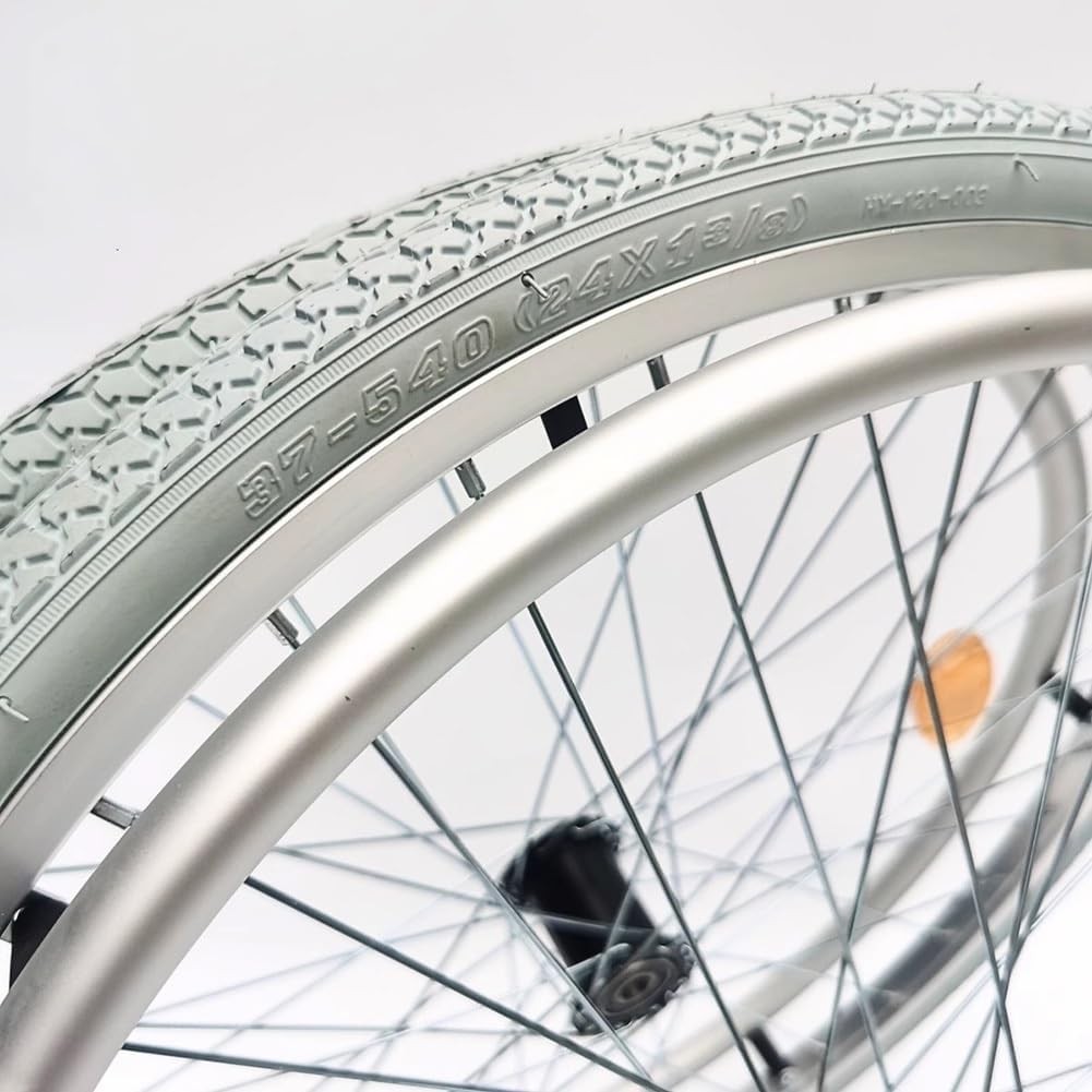 24x1.38 Wheelchair Rear Wheel Replacement Parts for Sports Wheelchair, 24 inch Pneumatic Tire Wheelchair Casters, Bearing: 12mm