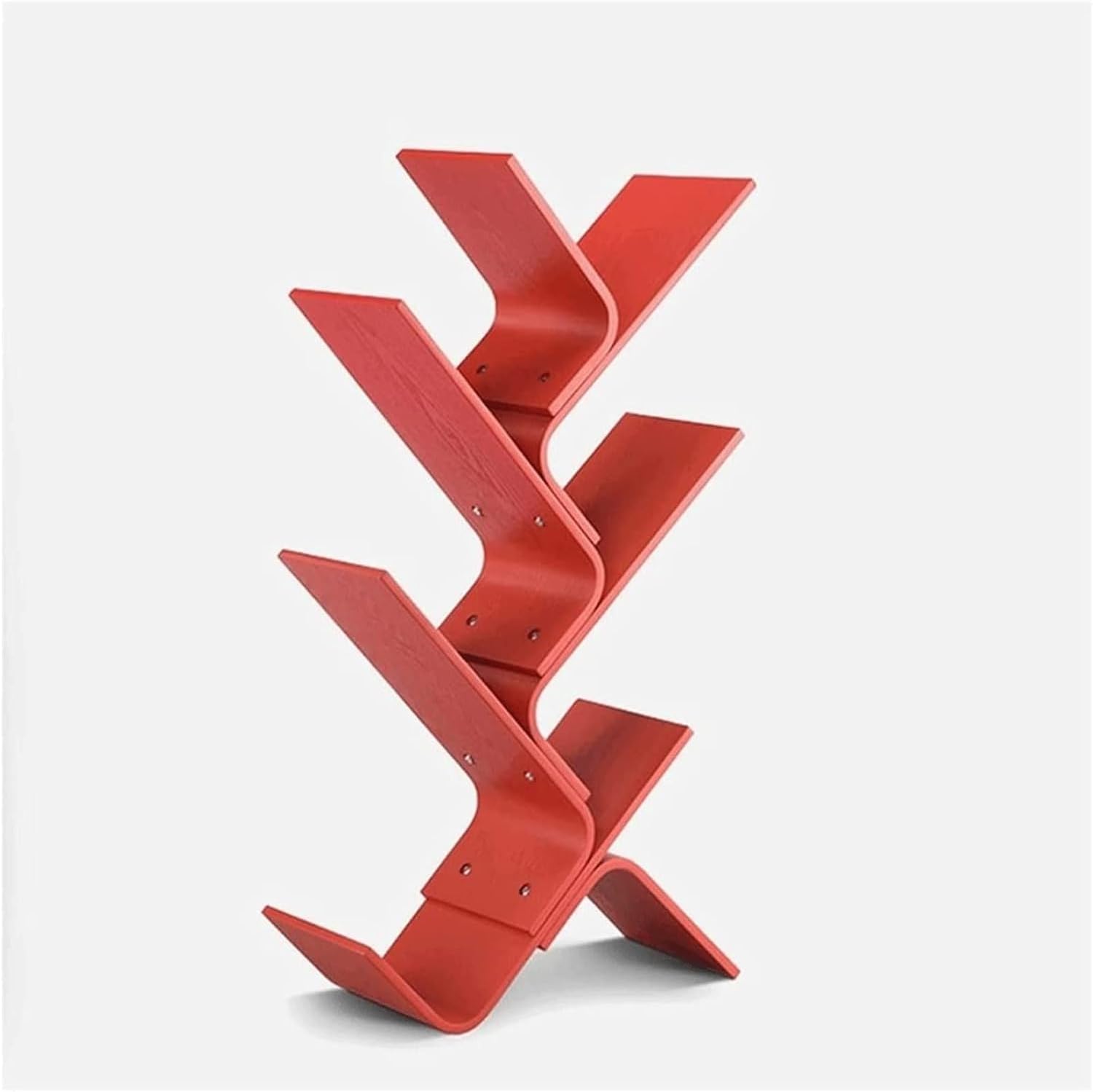MUYRJLZX Bookshelf Tower Bookshelves Curved Tree Bookshelf Solid Wood Standing Bookcase Open Display Shelves for Home Office Triangle Book Shelf Study Corner