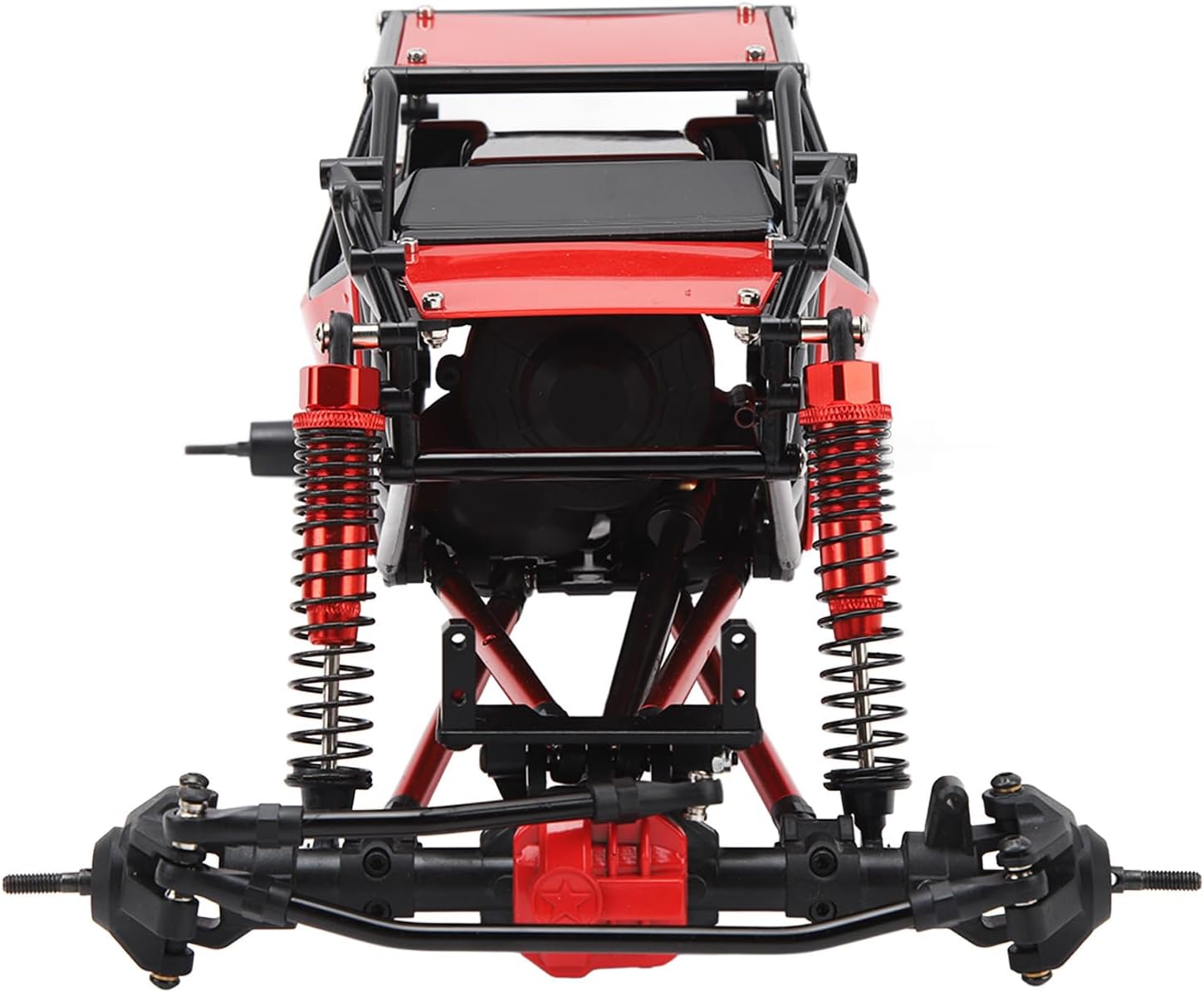 310mm RC Rock Climber Chassis for Axial SCX10 90046, 1/10 Scale Alloy Drive Shaft Crawler Chassis with 4 Shock Absorbers 1.9 Wheels (Red Black, 14.57 Frame)