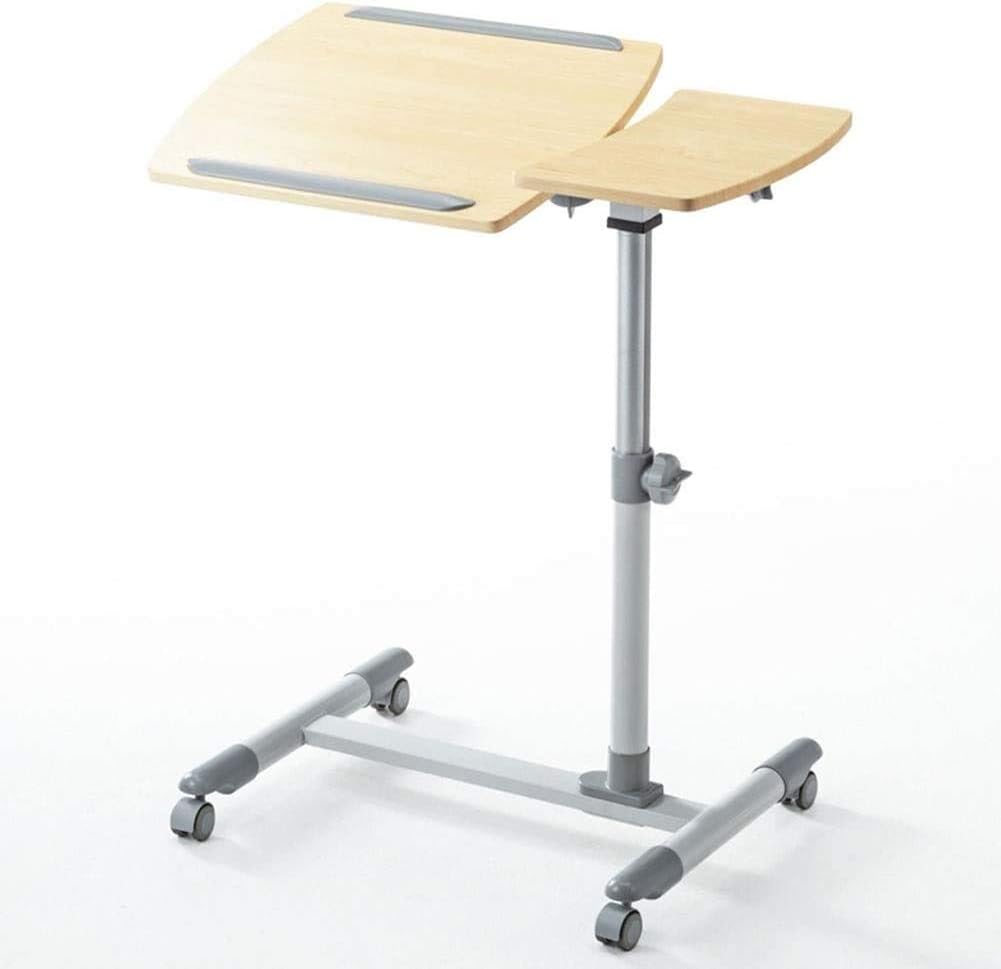 laptop table side table adjustable bedside table on wheels sofa nursing reading breakfast mobile laptop computer desk d (D)