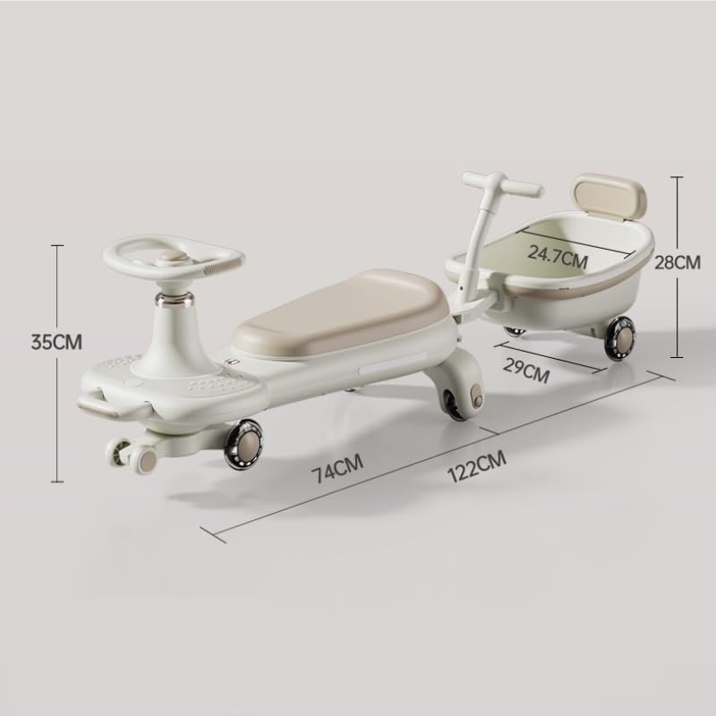 Ride-On Car with Music Lights Silent Wheels Trailer Indoor Outdoor Use Safe Educational Gift(Pink,Upgraded Version)